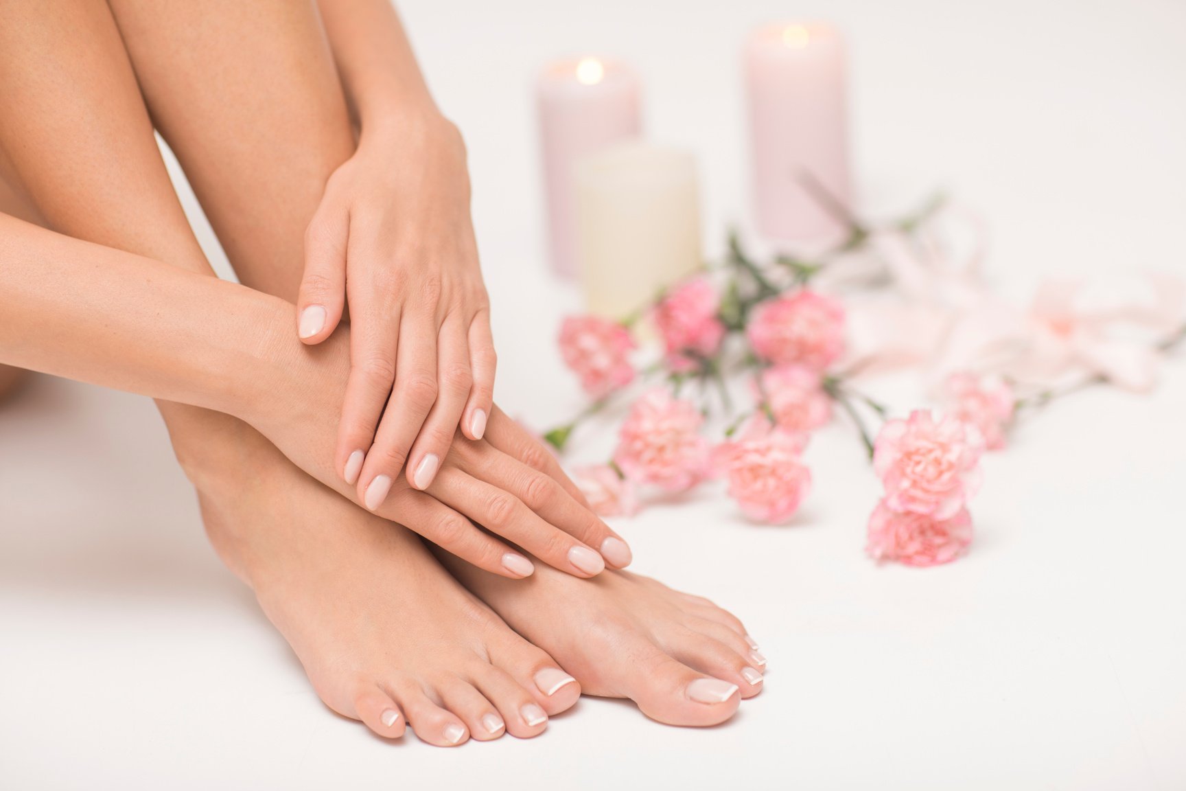 The picture of ideal done manicure and pedicure.